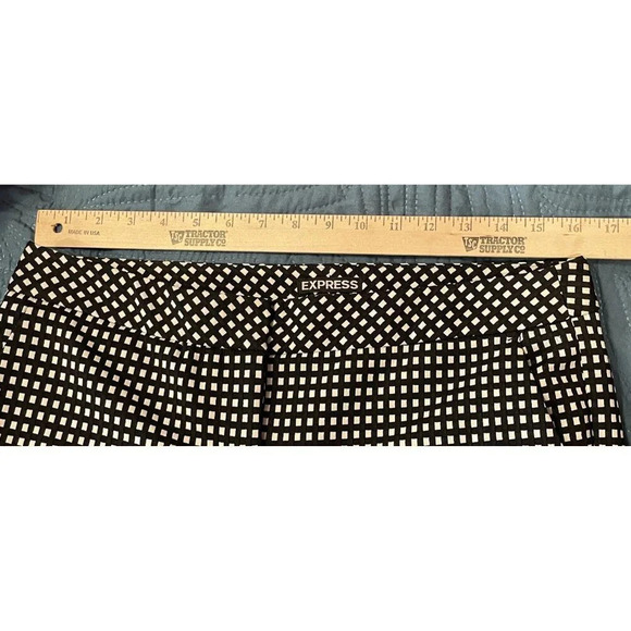 Express Columnist Pants Black & White Checkered Size 6R Slash Pockets Stretch‎ - Picture 3 of 8